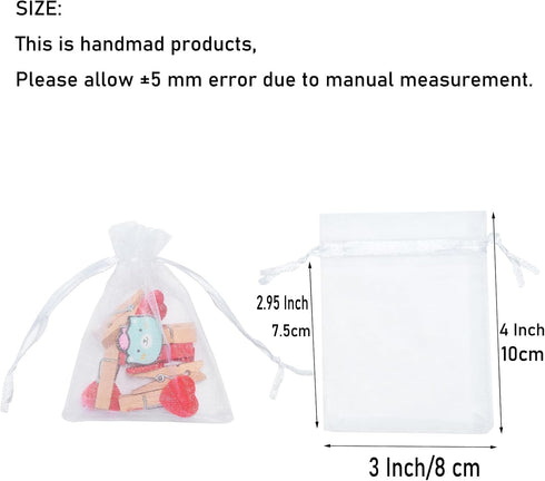 Tendwarm 100 Pcs Sheer Organza Bags - 3x4 Inch Gift Bags for Party, Wedding, Christmas with Drawstring