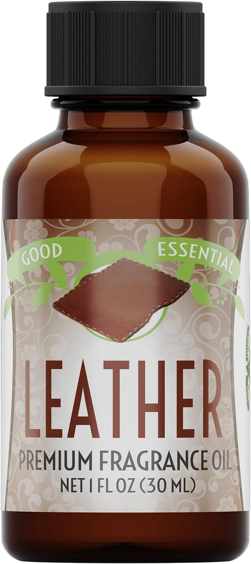 Good Essential Professional Leather Fragrance Oil for Diffuser, Candle Warmer, Wax Melts - 1 fl oz