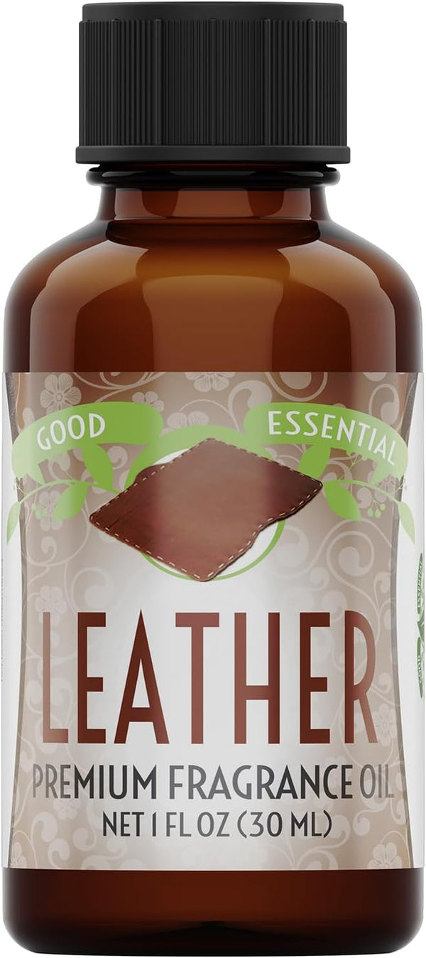 Good Essential Professional Leather Fragrance Oil for Diffuser, Candle Warmer, Wax Melts - 1 fl oz