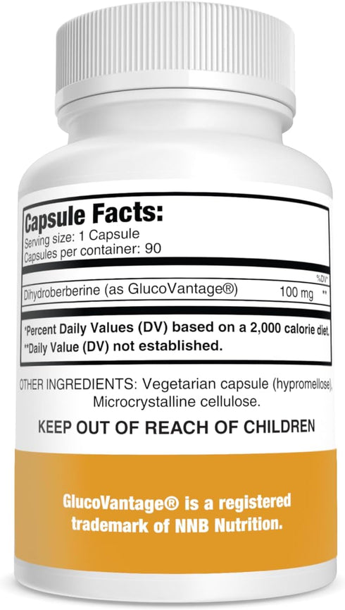 Dihydroberberine (GlucoVantage) 100 mg, 90 capsules | Super Berberine Supplement