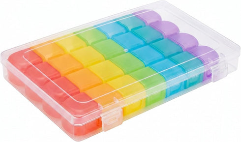 Terchonbarley Monthly Pill Organizer 28 Grid 4 Weeks Box, Detachable Removable Compartments for