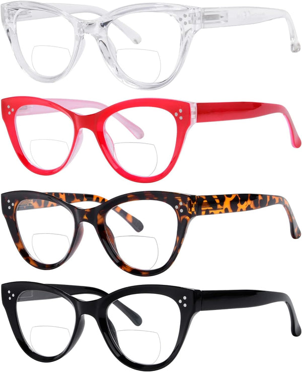Eyekepper 4-Pack Oversize Cat-eye Bifocal Sunglasses for Women with Tinted Lens