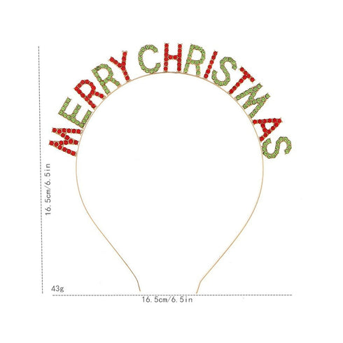 Merry Christmas Rhinestone Headbands, Xmas Crystal Hair Hoops Christmas Party Headdress Hair Accessory for Women Girls