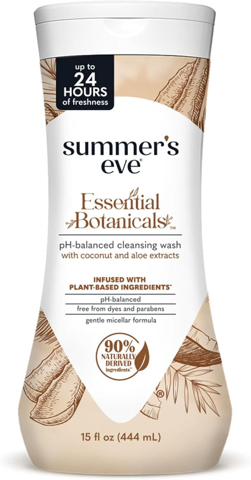 Summers Eve Essential Botanicals Daily Feminine Wash, Coconut Aloe, Gentle pH-Balanced Body