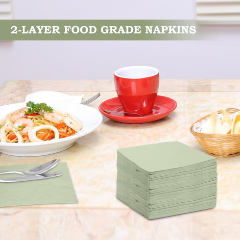 zjdbset 200 Pcs Sage Green Guest Napkin Paper Disposable Sage Green Hand Towels Beverage Napkin Paper for Bathroom