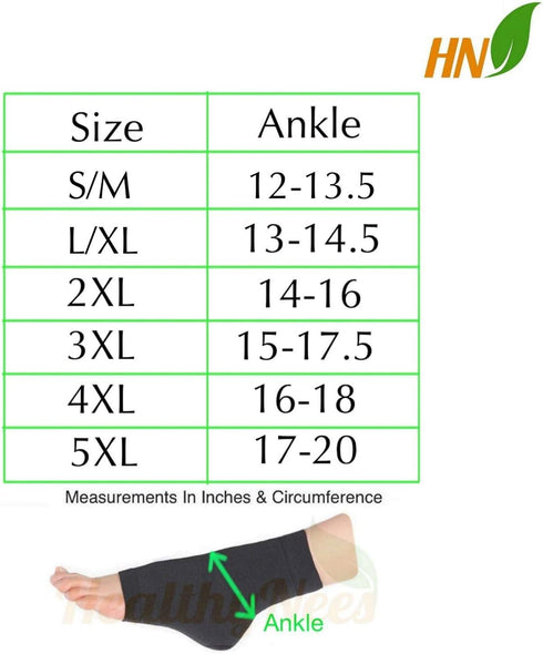 HealthyNees 20-30 mmHg (2 3X-Large) Closed Toe Ankle Compression Wide Foot Leg Sock Sleeves Pairs Beige