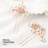 Unicra Bride Wedding Hair Pins Bridal Flower Hair Pieces Crystal Hair Accessories Pearl Party Hair Clips Rhinestone Hair Jewelry Bead Headpiece for Women and Girls (Pack of 2) (Rose Gold)
