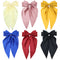 Lawie 6 Pack Oversized Satin Hair Bows for Women - Giant Bow Hair Clips with Long Silky Ribbon Tail