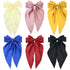 Lawie 6 Pack Oversized Satin Hair Bows for Women - Giant Bow Hair Clips with Long Silky Ribbon Tail