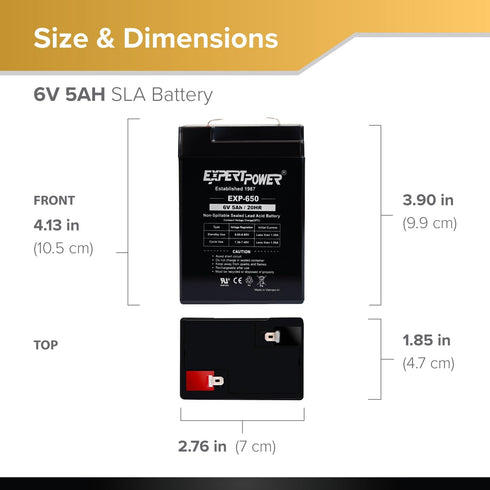 ExpertPower 6V 5Ah SLA Rechargeable Battery