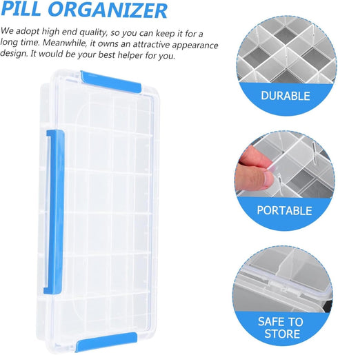Portable Plastic Pill Organizer - Day Medicine Box for Travel