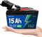 HeyFuture 12V 15Ah LiFePO4 Battery for Power Wheels Ride On Toys Upgrade Kit,
