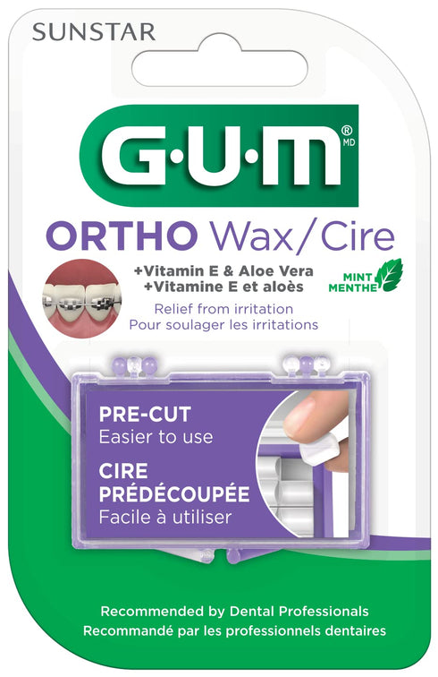 GUM Orthodontic Wax for Braces - Soothing Dental Wax with Vitamin E, Aloe Vera, Mint Flavor (6pk)