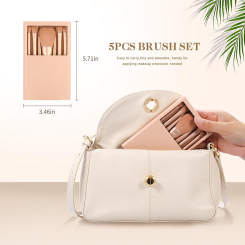 Travel Makeup Brush Set - Mini Eye Shadow Kits, Small Size Eyeshadow Case, Soft Brushes for Professional Tools