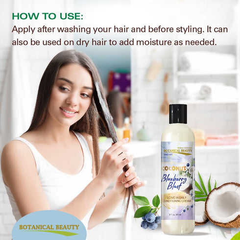 Coconut Blueberry Blast Leave-In Daily Conditioning Cream for Hair Softening, 8 Fl. Oz.