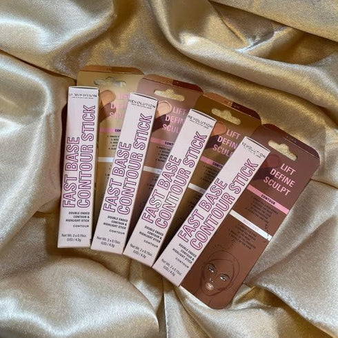 Revolution Fast Base Contour Stick, Dual Ended, Lightweight, Blendable, Sculpts & Defines Face, Medium (2 X 0.15 Oz)