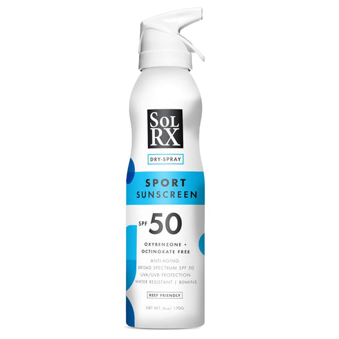 SolRX SPORT SPRAY SPF 50 Sunscreen, Reef Friendly, Broad Spectrum for Face and Body, Oxybenzone Free