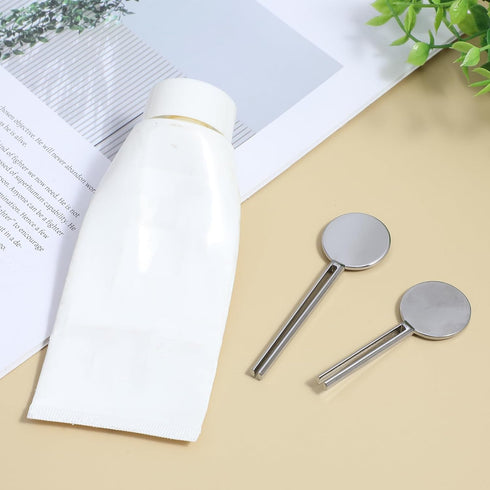 Mabor 2Pcs Toothpaste Tube Squeezer, Round Stainless Steel Metal Toothpaste Key Squeezer Roller Tube Wringer Dispenser