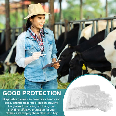 50 PCS Disposable Veterinary Gloves, 38.98x12.2inch Extra Long Shoulder Length Gloves for Veterinarians and Cleaning