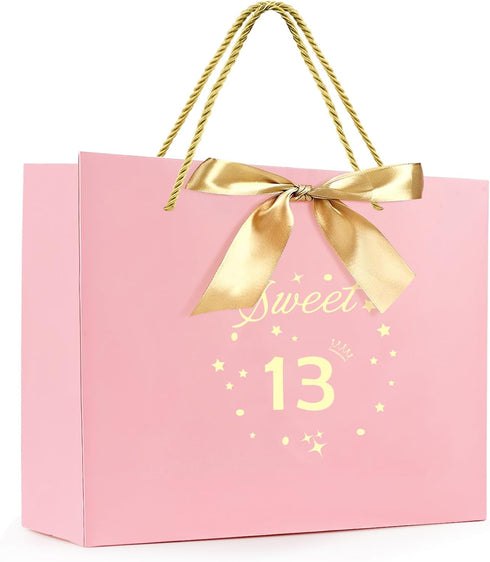 Yiran Birthday Gift Bag with Handles and Ribbon for 13 Year Old Gilrs