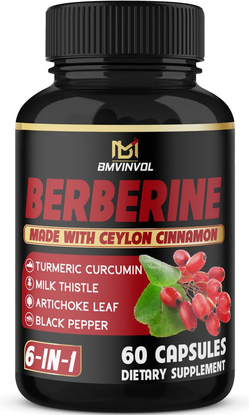 Berberine with Ceylon Cinnamon, Turmeric, Milk Thistle, Artichoke, Black Pepper - 60 Count