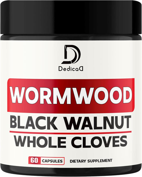 Wormwood Capsules with 12 Herbs, Black Walnut Leaves, Ginger Root, Turmeric Curcumin, and More for Health
