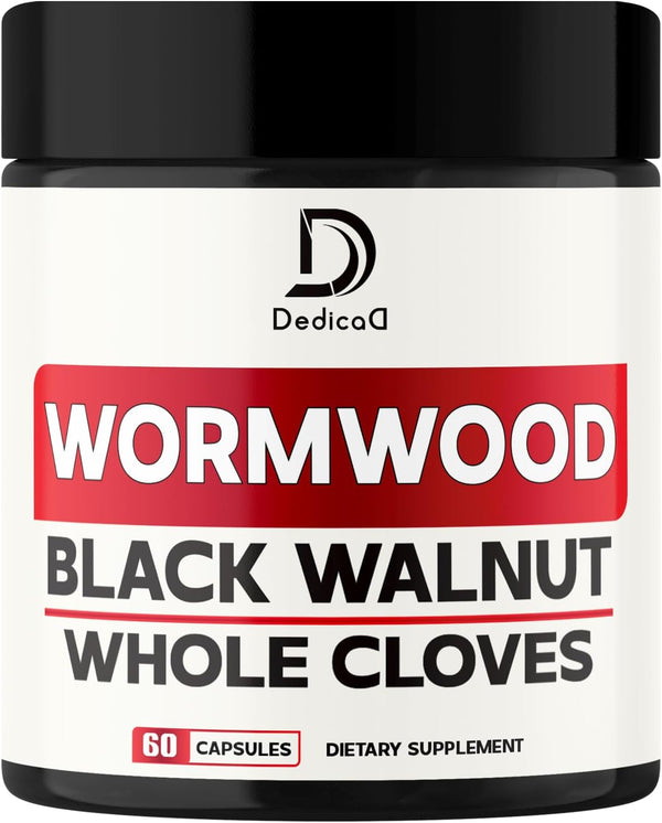 Wormwood Capsules with 12 Herbs, Black Walnut Leaves, Ginger Root, Turmeric Curcumin, and More for Health