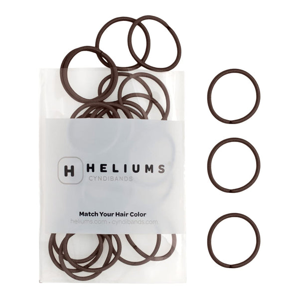 Heliums Small Hair Ties - Dark Brown, No Damage Mini 1 Inch Reusable 2mm Elastics for Thin Hair and Kids, 48 Count