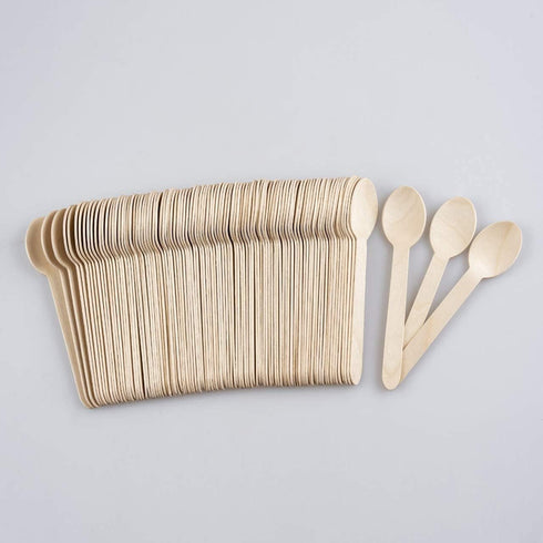 Mart Wooden Disposable Spoons, 100pcs, 6in Biodegradable Compostable Dessert Spoons for Parties
