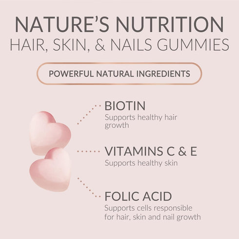 Sugar Free Hair Vitamins Gummies - 60 Gummies - with Biotin 5000 mcg, Vitamin A, B12, C, D, E