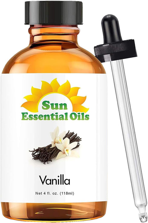 Sun Essential Oils 4oz - Pure Vanilla Essential Oil - 4 Fluid Ounces for Aromatherapy