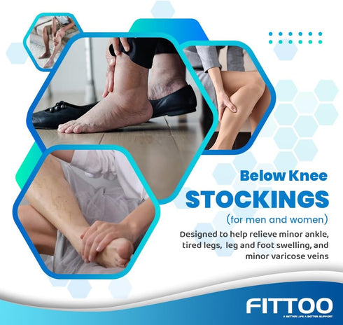 FITTOO Plus Size Compression Socks for Men & Women, 20-30mmHg Graduated Compression for Shin Splint, Varicose Vein &