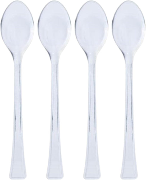 Lillian Tablesettings Mini Spoon | Polished Silver | Pack of 48 Plastic Serve-ware, 4.15 x 1.15 x 5.85 inches (31739)
