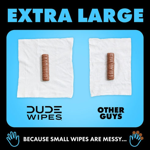 DUDE Wipes - Flushable Wipes - 6 Pack, 288 Unscented Extra-Large Adult Wet Wipes with Vitamin-E & Aloe
