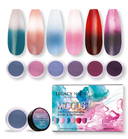 Legacy Nails Professional COLLECTION Acrylic Powder Kit, 6 Colors Nail Art Set for Manicure DIY Dip & Extensions