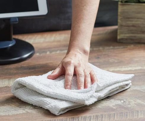 Premium White Terry Bar Mop Towels - 100% Cotton Cleaning Rags, 14x17 Inch for Home, Restaurant, and Commercial Use