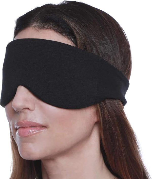 Happyluxe Escape Sleep Mask - Buttery Soft Airplane Eye Mask for Sleeping, Machine Washable - Jet Black