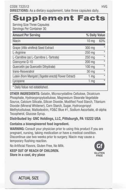 GNC Preventive Nutrition Healthy Blood Pressure Formula - 90 Capsules (30 Servings)