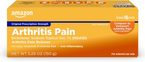 Amazon Basic Care Arthritis Pain Relieving Gel, Diclofenac Sodium Topical Gel, 1% (NSAID), 5.29 oz (Pack of 1)