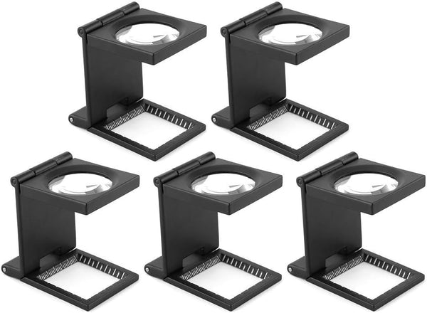 5Pcs Magnifying Glass 10X 28mm Fold Magnifier Lens - Zinc Alloy Pocket Eye Loupe with Scale