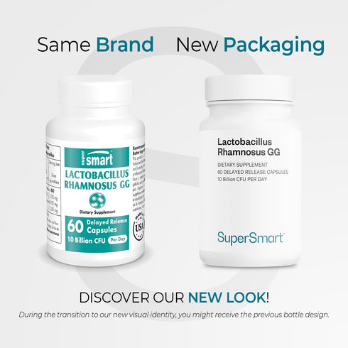 Supersmart Lactobacillus Rhamnosus GG 10 Billion CFU per Day, Digestive & Immune Support, Vaginal Flora Health, Non-GMO