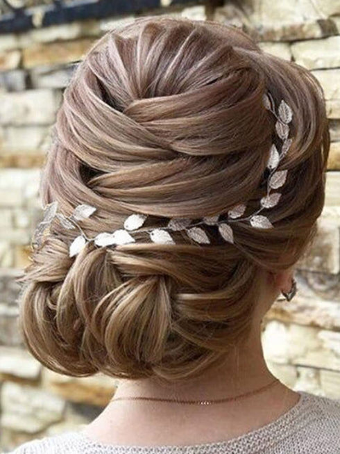 JAKAWIN Gold Hair Piece Leaf Bride Wedding Hair Vine, Bridal Accessories for Women and Girls HV179 (Silver)