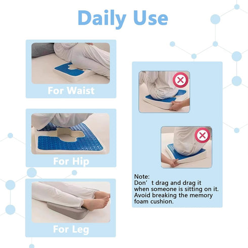 Cushions,Tailbone JM00012-01 Memory Foam Seat Cushion,Anti-Slip Gel & Memory Foam Office Chair Pain Relief Seat Cushion