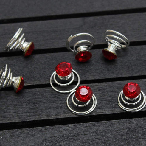 Vpang 20 Pcs Spiral Hair Pins - Shiny Rhinestone Crystal Metal Twist Hairpins Hair Accessories (Red)