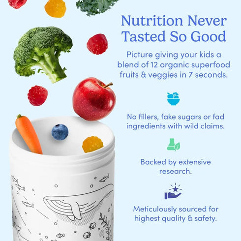 FIRST DAY Kids Daily Multivitamin Gummies – Vitamin A, D3, B6, B12, C, K2 & More for Growth, Brain Function, Immunity –