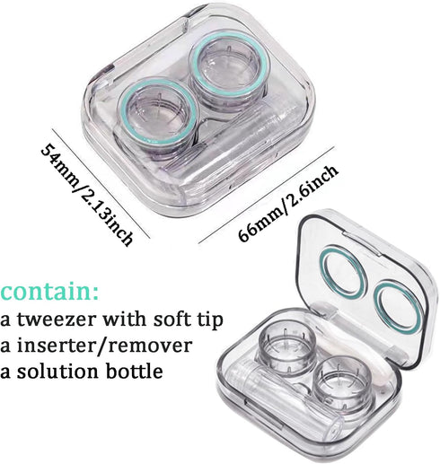 4 Pack Clear Contact Lens Case Travel Kit, Cute Holder with Tweezers Remover Tool, Soak Storage for Travel & Home