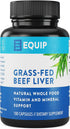 Equip Foods Grass-Fed Beef Liver - Natural Desiccated Beef Liver Supplement for Heart Health, 180 Capsules