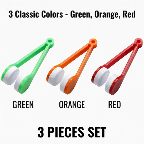 houlishu 3PCS Mini Eyeglass Cleaner Brush, Portable Microfiber Sunglasses Cleaner Clip, Green Orange Red (Green Orange