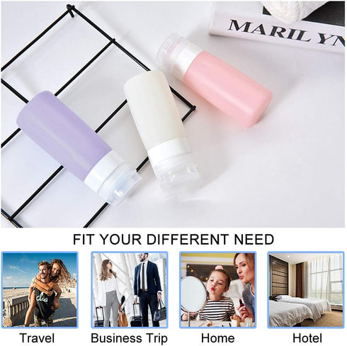 Vitog TSA Approved Travel Bottles Set, Leak Proof Silicone Toiletries Containers, Refillable Lotion Shampoo Conditioner