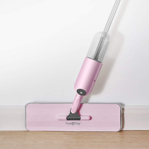 True & Tidy Multi-Surface Spray Mop with Refillable Water Bottle, SPRAY-250, Pink
